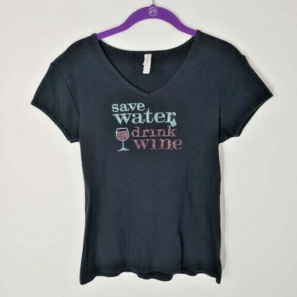 Chris's Stuff Women's Save Water Drink Wine Top - Picture 1 of 6